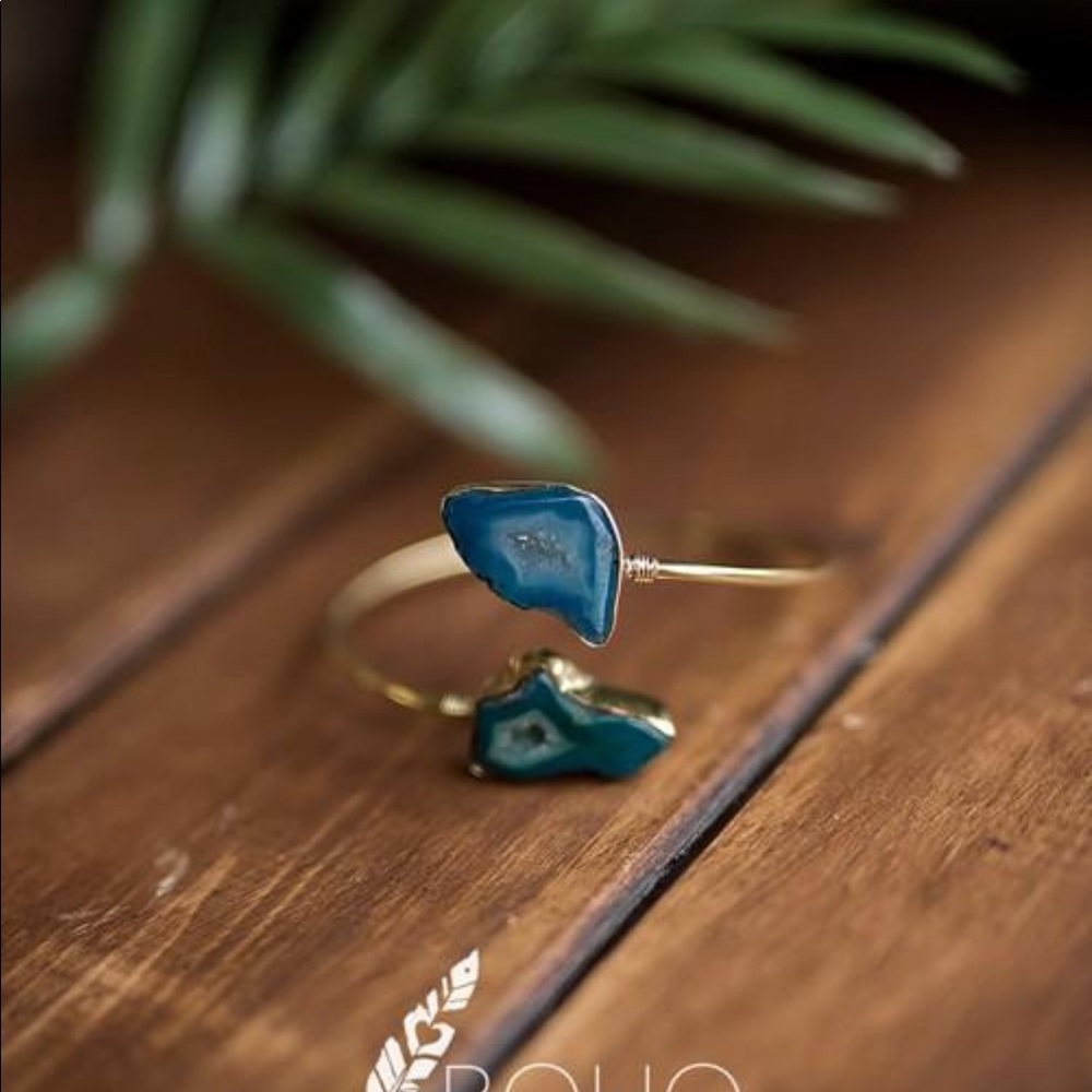 Blue Agate Cuff Bracelet - Picture 2 of 3